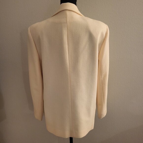 VTG Dumas Womens Ivory 100% Wool One Button Blazer Jacket Petite size 4 Preppy - Picture 2 of 12